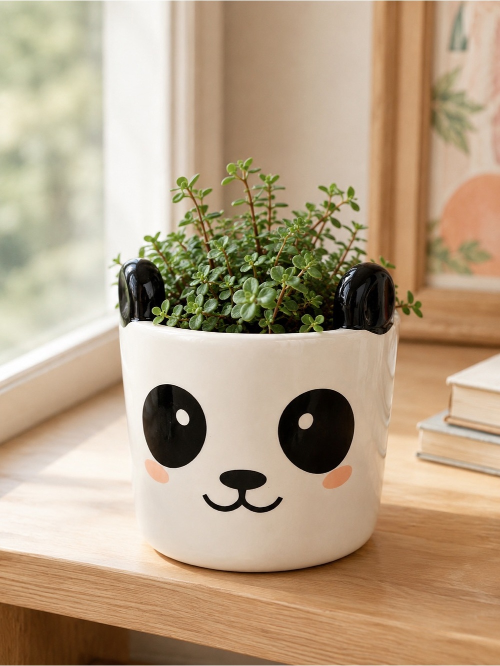 Panda Bear Ceramic Desk Make Up Art Organizer‎ Pot Holder Home Storage Decor